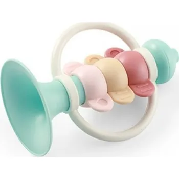 Hračka pro kojence Chrastítko, kousátko pro miminko Trumpetka, mátové