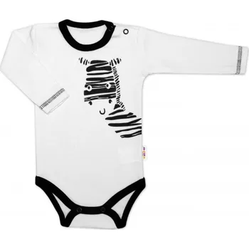 Kojenecký body Baby Nellys Body dlouhý rukáv, bílé, Zebra, vel. 62
