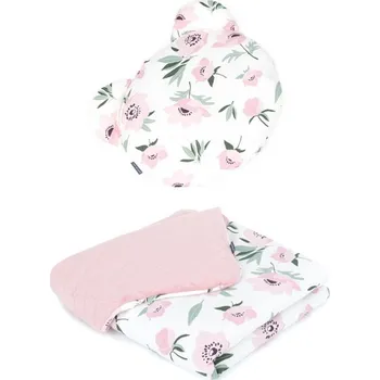 Dětská deka 2-dílná sada, dečka Velvet 75 x 100 cm s polštářkem Teddy, Růže, ecru