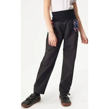 Chlapecké kalhoty Dětské softshellové kalhoty s fleecem Basic, Černá, Kouzelné květiny Velikost: 116/122