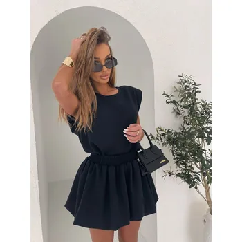 Dámské šaty Černý teplákový stylový komplet TAPPY se sukní Velikost: ONESIZE