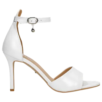 Dámské sandále Bílé Sandály Na Podpatku Se Saténovým Leskem Wojas 7618259 38