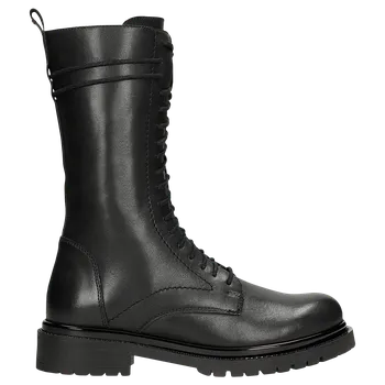 Dámské polobotky Černé Kožené Biker Boty Na Zip Wojas 6413051 36