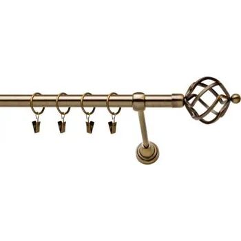 Garnýž iron jednotyč komplet-ERZBERG Barva: zlatá antik, Délka: 240 cm, typ kroužků: kroužky se žabkami