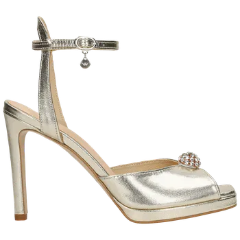 Dámské sandále Zlaté Sandály Na Podpatku S Křišťálovou Ozdobou Wojas 7618758 37