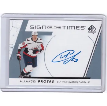 Sběratelská karetní hra 2022-23 SP Authentic ALIAKSEI PROTAS Sign of the Times Auto Podpis