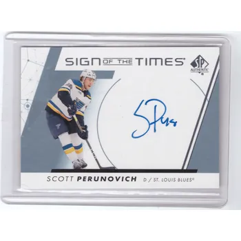 Sběratelská karetní hra 2022-23 SP Authentic SCOTT PERUNOVICH Sign of the Times Auto Podpis