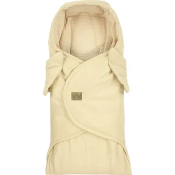 Dětská deka Zavinovací deka s kapucí Little Elite, 100 x 115 cm, Andělská křídla - béžová