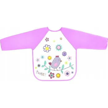 Zástěrka, bryndák nepromakavý s dlouhým rukávem, Ptáček, lila