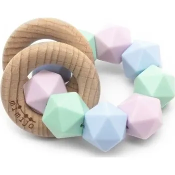 Mimijo Silikonové kousátko a chrastítko 2v1 Penelope - pastelové