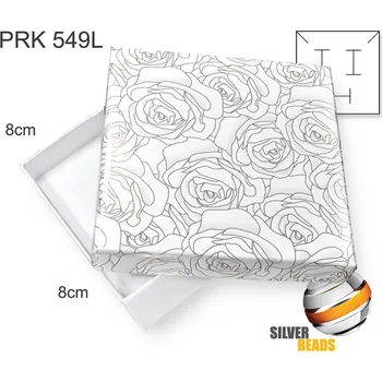 Dárková krabička Krabička na šperky. Materiál papír . Ozn. PRK 549L. Velikost 8x8cm. Barva Bílá s kresbou růží.