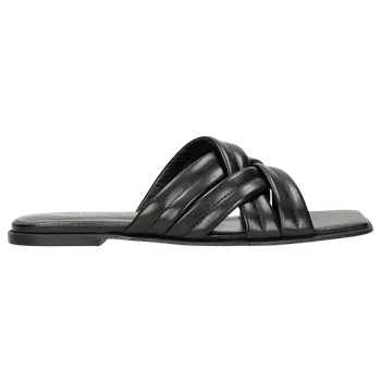 Dámské žabky Černé Kožené Dámské Pantofle S Hranatou Špičkou Wojas 7407051 36