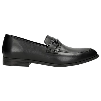 Pánské polobotky Černé Pánské Kožené Mokasíny S Kovovým Detailem Wojas 1022451 42