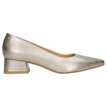Dámské lodičky Zlaté Lodičky S Texturou Hadí Kůže Na Nízkém Podpatku Wojas 3514058 38
