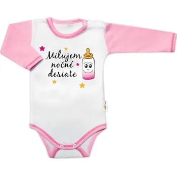 Body dl. rukáv s vtip. textem Baby Nellys, Milujem nočné desiate, vel. 86, holka