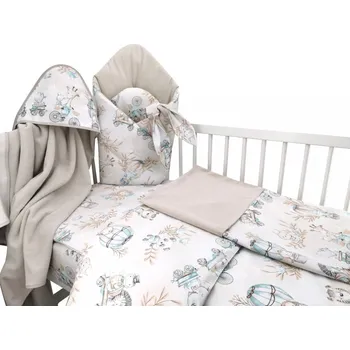 Příslušenství pro dětskou postel a kolébku 6-ti dílná výhod. sada s dárkem pro miminko, 120 x 90 cm, ZOO na cestách - mátová/cappucci