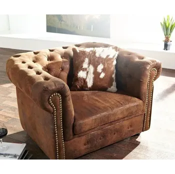 Křeslo ASKONT Chesterfield Bis hnědé Křeslo s puncy