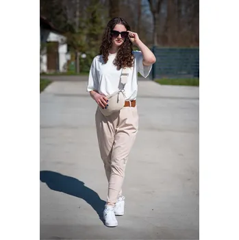 Dámské kalhoty Trendy kalhoty do gumy 52757 barva: béžová