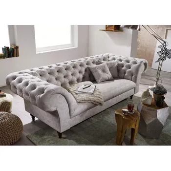 Pohovka Askont Chesterfield Preston Light Gray