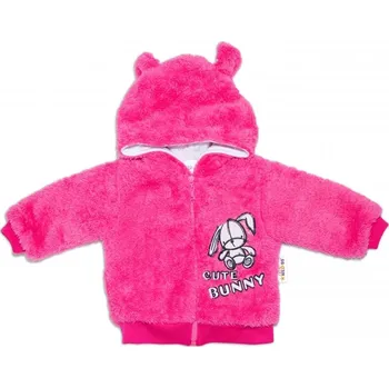 Kojenecká bunda Zimní kabátek chlupáčková bundička s kapucí Cute Bunny Baby Nellys - malinová, vel. 74