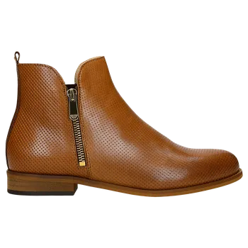 Dámské polobotky Hnědé Kožené Dámské Kotníčkové Boty Na Zip Wojas 5530052 38