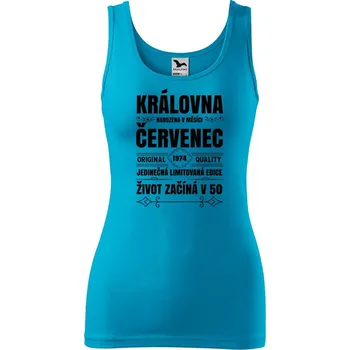 Dámské tílko s potiskem Narození královny Velikost: 2XL, Barva: Tyrkysová