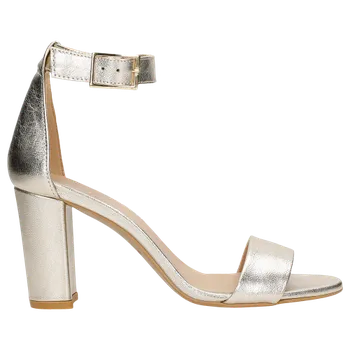 Dámské sandále Zlaté Metalické Dámské Sandály Na Podpatku Wojas 7602858 38