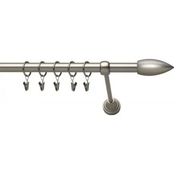 Garnýž iron jednotyč komplet-ŠPIČKA Barva: chrom mat, Délka: 400 cm, typ kroužků: bez kroužků