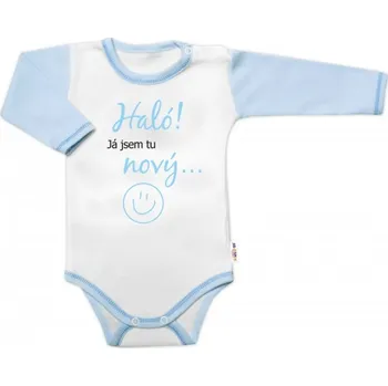 Body dlouhý rukáv s vtipným textem Baby Nellys, Haló! Já jsem tu nový, vel. 74, kluk