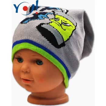 Kojenecká čepice Čepička YO ! Grafitti - tm.šedá/zelený lem