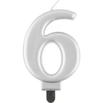 Dortová svíčka Zlatá Žirafa Svíčka na dort metalická 6 - druhy barev Barva: Stříbrná