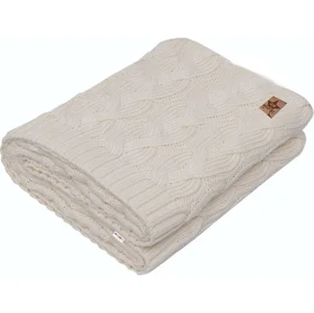 Dětská deka Bambusová dětská pletená deka, vzor pletený cop, 80 x100 cm, smetanová