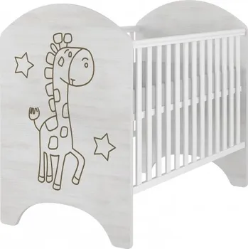 Dětská postýlka BabyBoo Dětská postýlka LUX ŽIRAFKA 120x60cm. Gravírovaný obrázek.