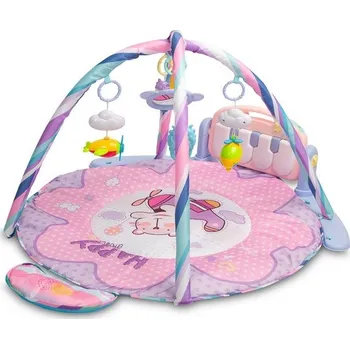Hrací deka Vzdělávací edukační hrací podložka s hrazdičkou a se zvuky, Happy, růžová