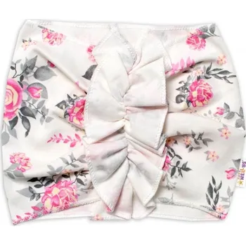 Kojenecký body Baby Nellys bavlněná čelenka, turban New Roses, smetanová, vel. 92