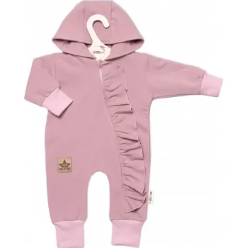 Teplákový overal s volánkem a kapucí GIRL, Baby Nellys, pudrový, vel. 86