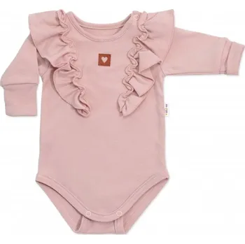 Kojenecký body Rostoucí body NATURE, dlouhý rukáv s volánky, bavlna, starorůžová, vel. 68/74