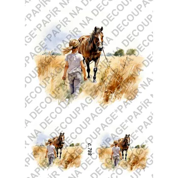 Umělecký papír Rýžový a soft papír na decoupage - Dítě s koněm - KB0788 Materiál: Soft, Rozměr: A4
