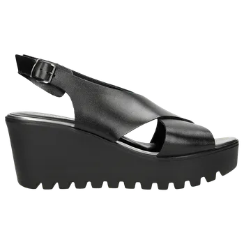 Dámské sandále Prémiové Letní Černé Dámské Sandály Na Klínkovém Podpatku Wojas 7605751 39