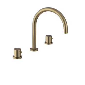 Vodovodní baterie Sapho Ultramix umyvadlová baterie tříprvková stojánková bez výpusti zlatá matná UT017G