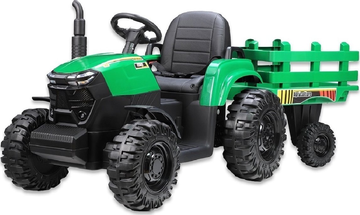 Traktor Agricultur farm s vlekem, ovládáním 2,4G, baterie 24V/7Ah, motory 2x200W, zelený