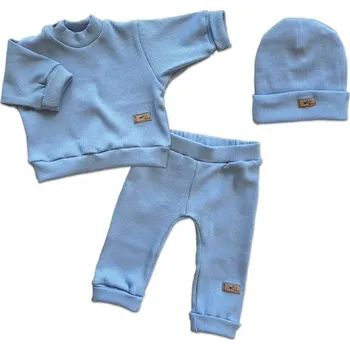 Kojenecká souprava Žebrovaná rostoucí 3D sada, bavlna, Lovely One, modrá