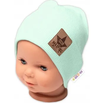 Pokrývka hlavy Žebrovaná dvouvrstvá čepice s lemem - mátová, Baby Nellys