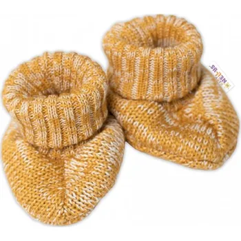 Capáčky Baby Nellys Pletené botičky/capáčky STAR Hand Made, medové žihané, vel. 80/86