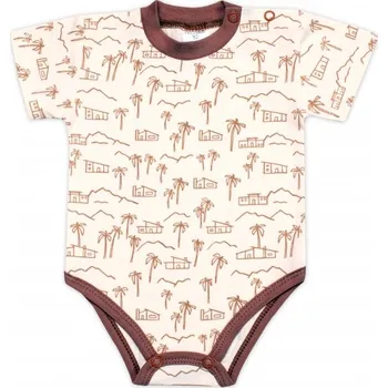 Kojenecký body Body kr. rukáv, bavlna, zapínání u krku Mrofi, Afrika, krémové, vel. 80