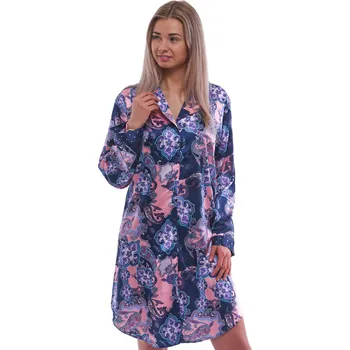 Dámská noční košile Elegantní košilka ze saténu celopropínací na kojení - Orbis Renaissance 1XL-3XL 1E8515 modrá 3xl