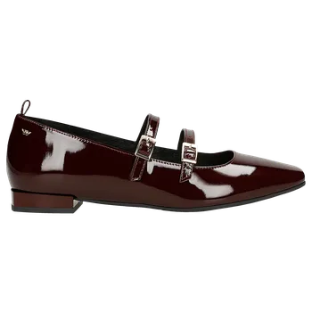 Dámské polobotky Bordové Lakované Baleríny Mary Jane S Dvěma Pásky Přes Nárt Wojas 4405235 38