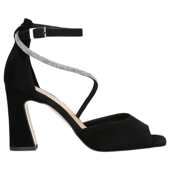 Dámské sandále Černé Večerní Sandály Na Podpatku S Páskem S Krystaly Wojas 7619561 36