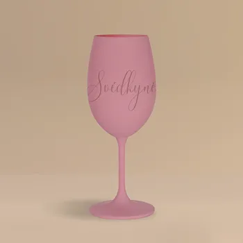 Sklenice Sklenice na víno s gravírováním SVĚDKYNĚ/SVĚDEK Barva: Růžová, Pro koho?: Svědkyně