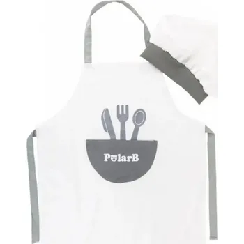 Kuchyňská zástěra Kuchařská sada, zástěra + čepice Kuchtík, bílá/šedá